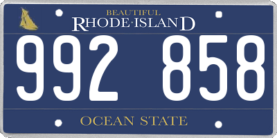 RI license plate 992858