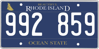 RI license plate 992859