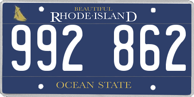 RI license plate 992862