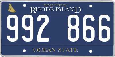 RI license plate 992866