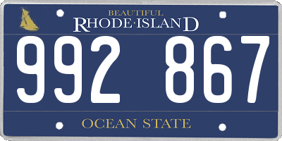 RI license plate 992867