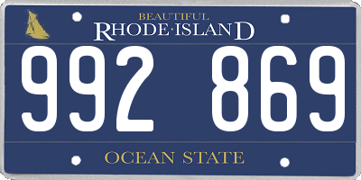 RI license plate 992869