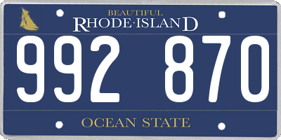 RI license plate 992870