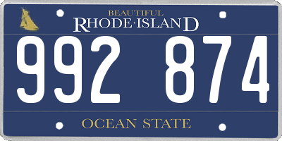 RI license plate 992874