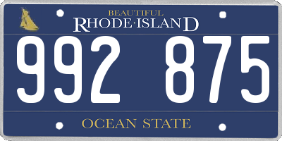 RI license plate 992875