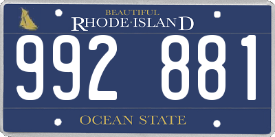 RI license plate 992881