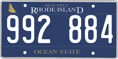 RI license plate 992884