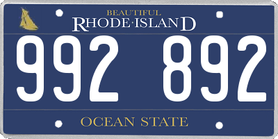 RI license plate 992892