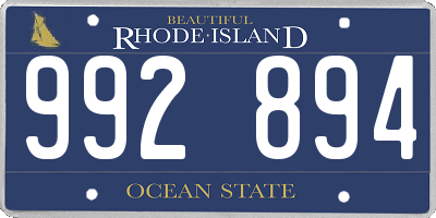 RI license plate 992894