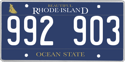 RI license plate 992903