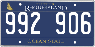 RI license plate 992906