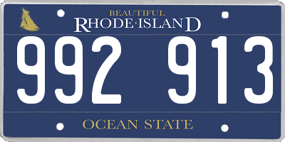 RI license plate 992913