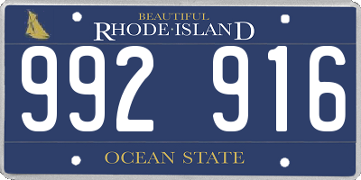 RI license plate 992916