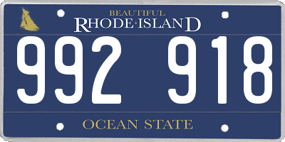 RI license plate 992918