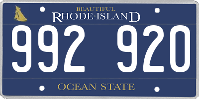 RI license plate 992920