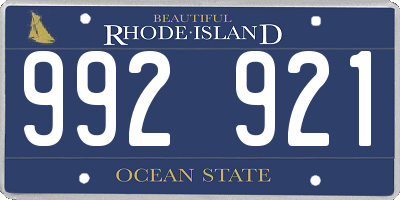 RI license plate 992921