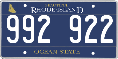 RI license plate 992922