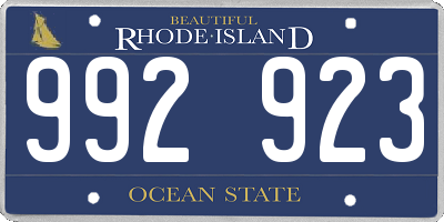 RI license plate 992923