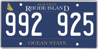 RI license plate 992925