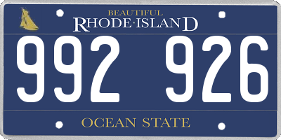 RI license plate 992926