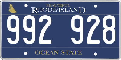 RI license plate 992928