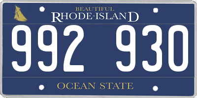 RI license plate 992930
