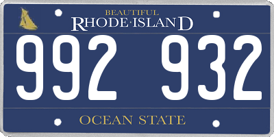 RI license plate 992932