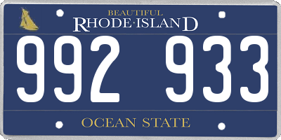 RI license plate 992933