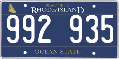 RI license plate 992935