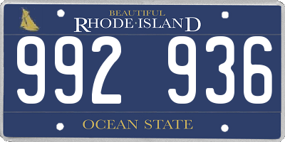 RI license plate 992936