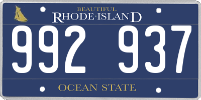 RI license plate 992937