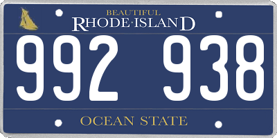 RI license plate 992938