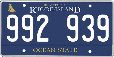 RI license plate 992939