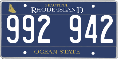 RI license plate 992942