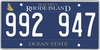 RI license plate 992947