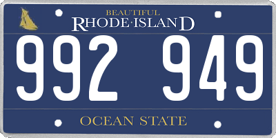 RI license plate 992949