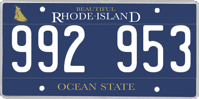 RI license plate 992953