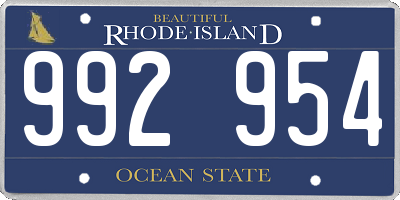 RI license plate 992954