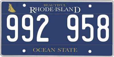 RI license plate 992958