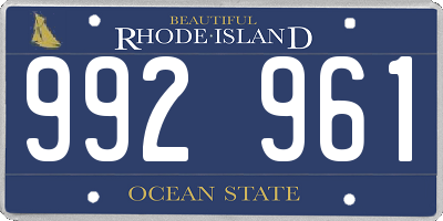 RI license plate 992961