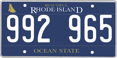 RI license plate 992965