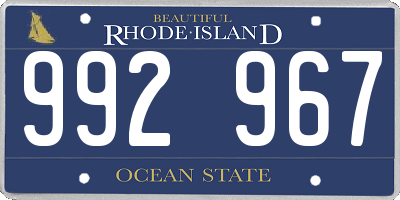 RI license plate 992967