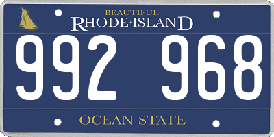 RI license plate 992968