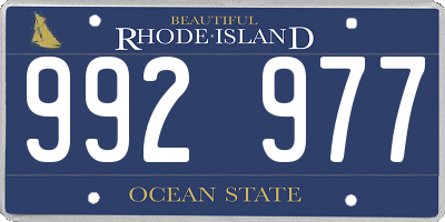 RI license plate 992977