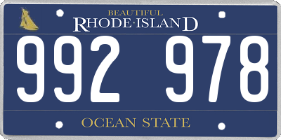 RI license plate 992978