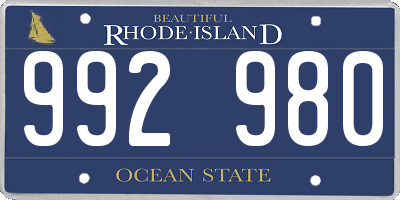 RI license plate 992980