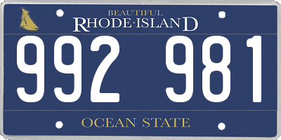 RI license plate 992981