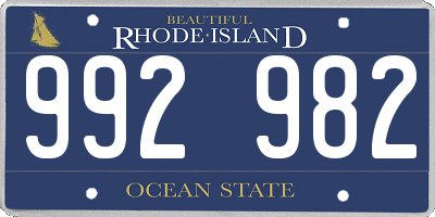 RI license plate 992982