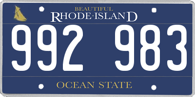 RI license plate 992983