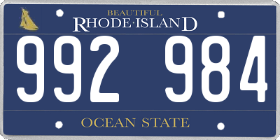 RI license plate 992984